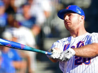 Pete Alonso of the New York Mets is able to tie Ken Griffey Jr.’s Derby record for most home runs.