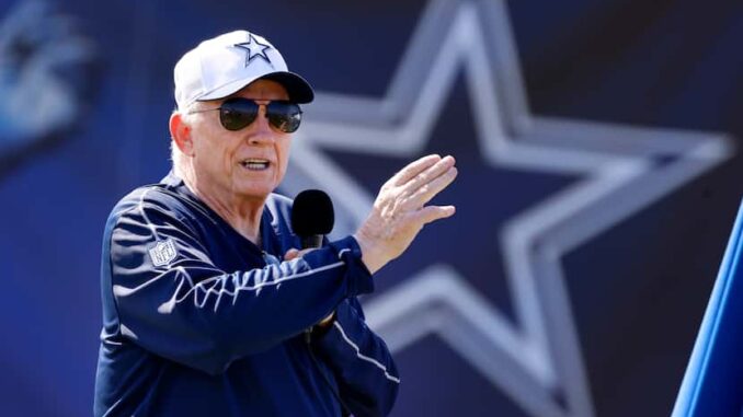 After two weeks of training, Jerry Jones, the owner of the Cowboys, has seen who?