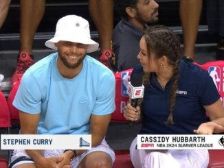 Steph Curry pulled up to witness greatness in the women’s all-around final.